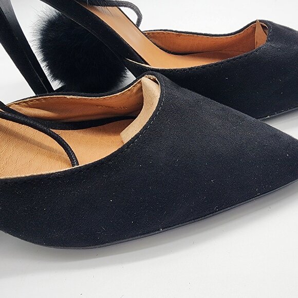Yoki Elise  Women's Velvet Heels with Pom Poms Size 9.5 Black - Picture 11 of 14